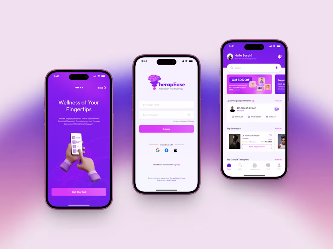 Cover image for TherapEase Mobile App Design