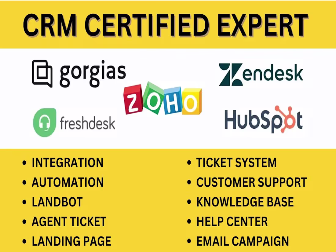 Cover image for zendesk gorgias freshdesk zoho hubspot, agent livechat workflow