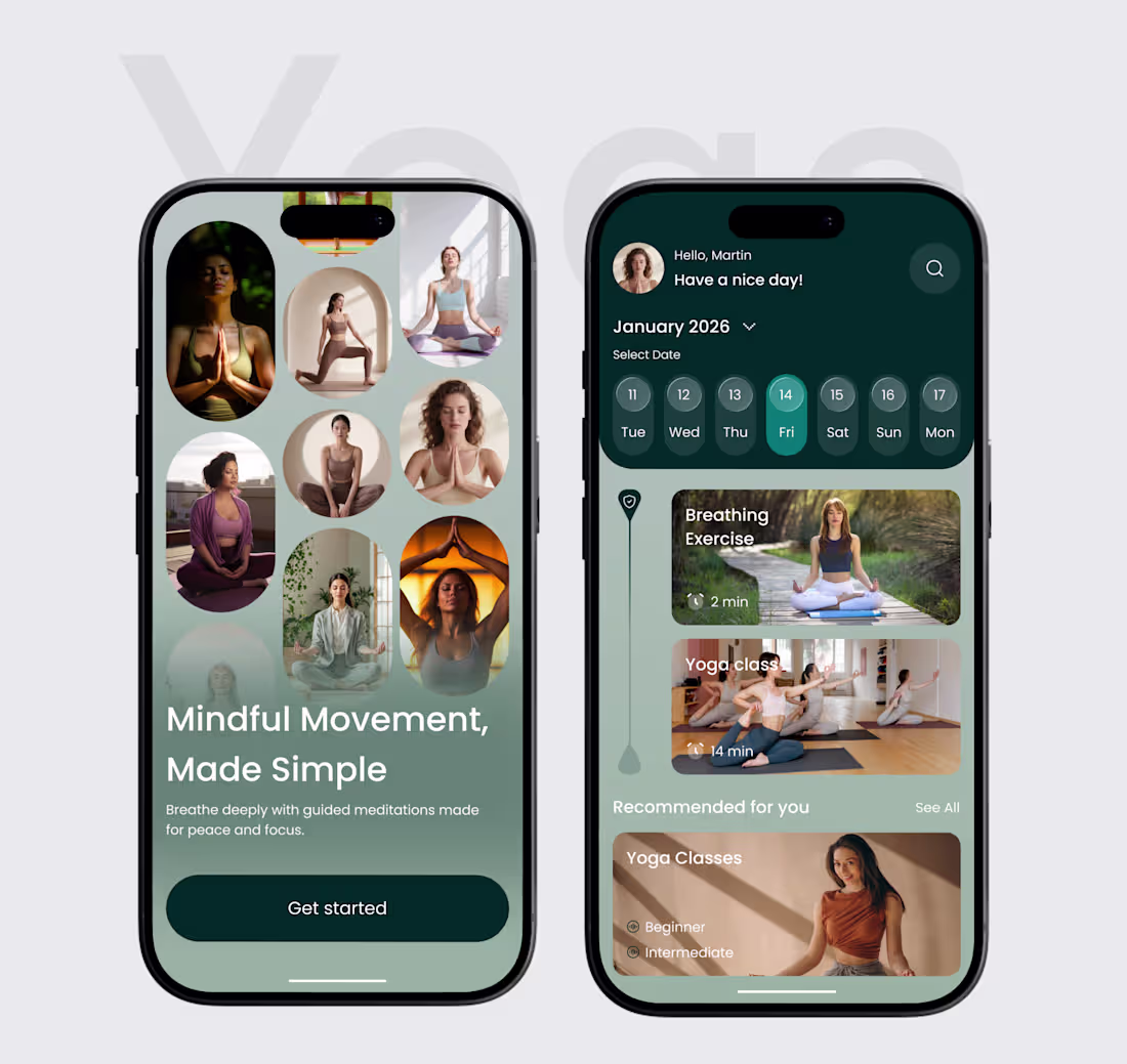 Cover image for Yoga Mobile App UI Design
A
