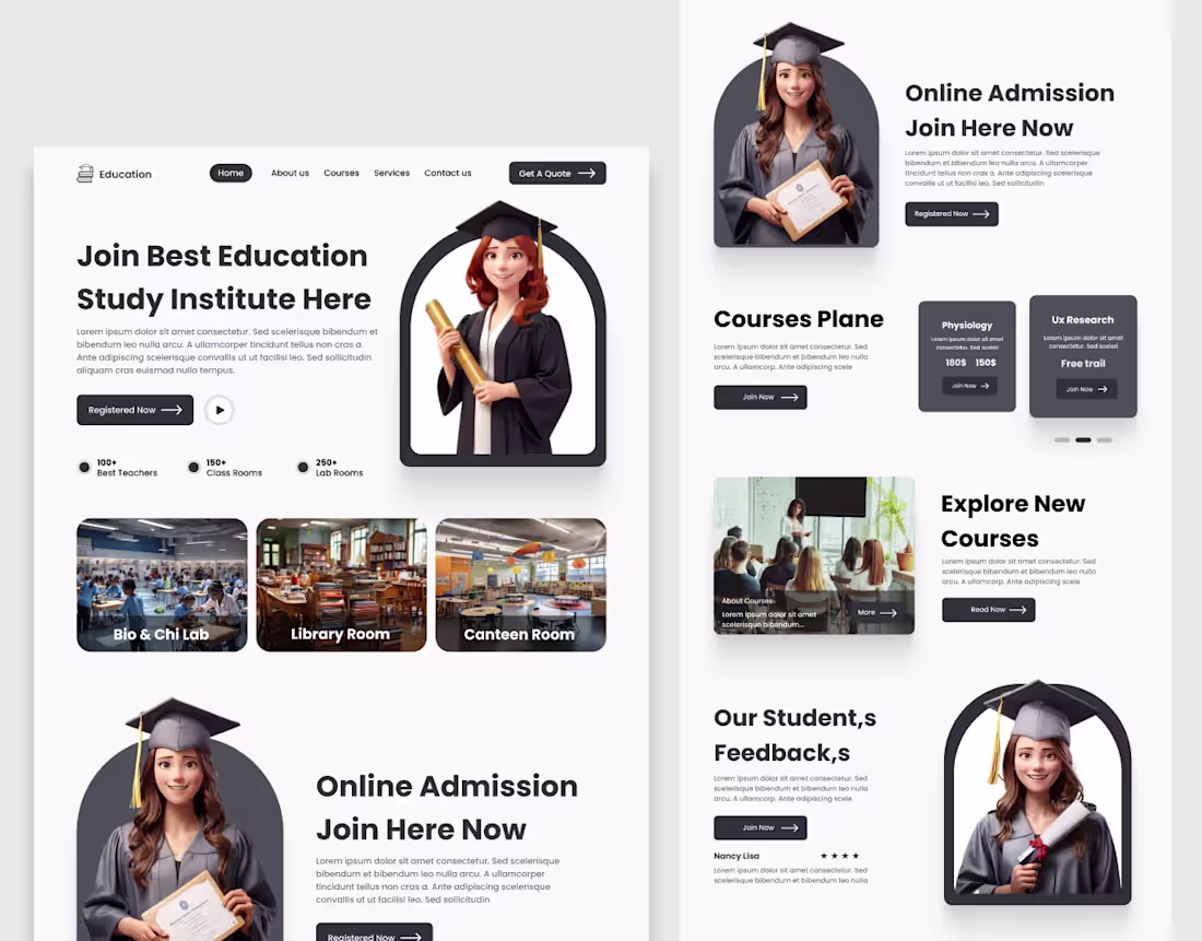 Cover image for Online education website landing page