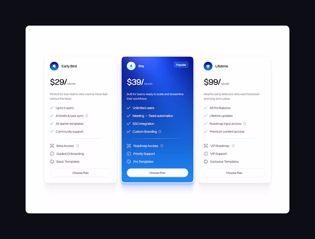 Cover image for Thought on this pricing Section?