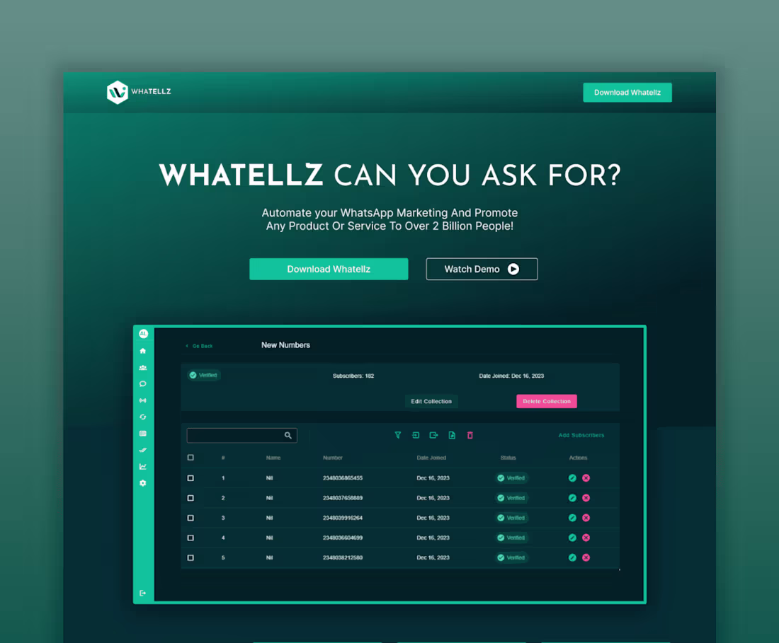 Cover image for Whatellz WhatsApp Marketing Tool Landing Page Design