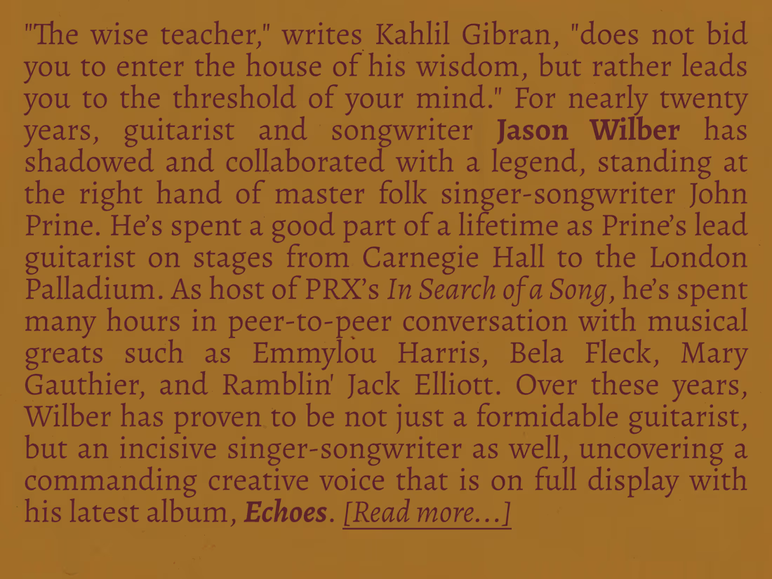 Cover image for Artist Bio: Jason WIlber - Echoes (2016)