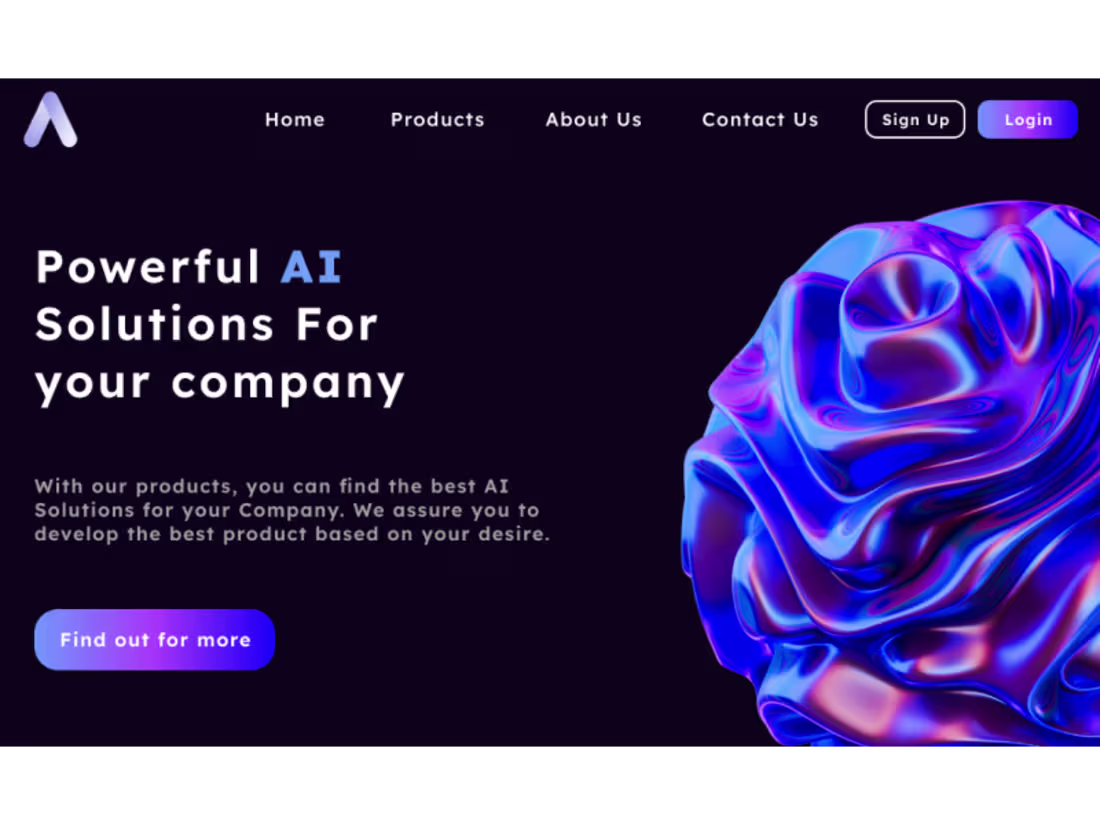 Cover image for AI Company Landing Page- Dark theme