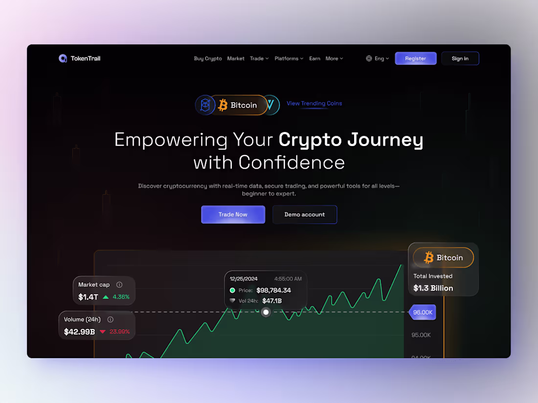 Cover image for TokenTrail - Web Design for Crypto