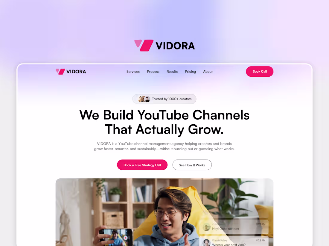 Cover image for VIDORA — YouTube Growth Agency Framer Template