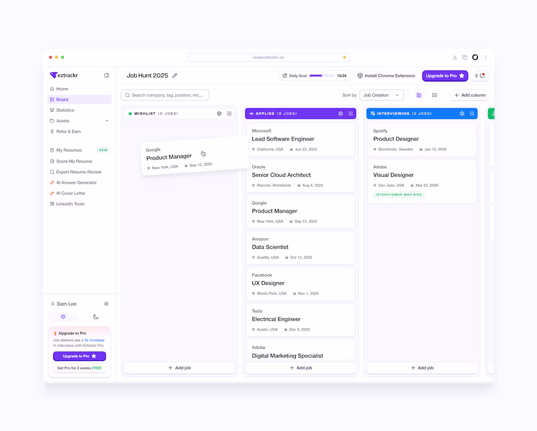 Cover image for Eztrackr - AI Powered Job Tracking Platform