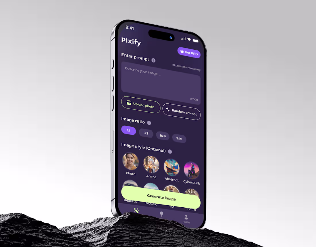 Cover image for PIXIFY : UI/UX Design | AI image-generation App