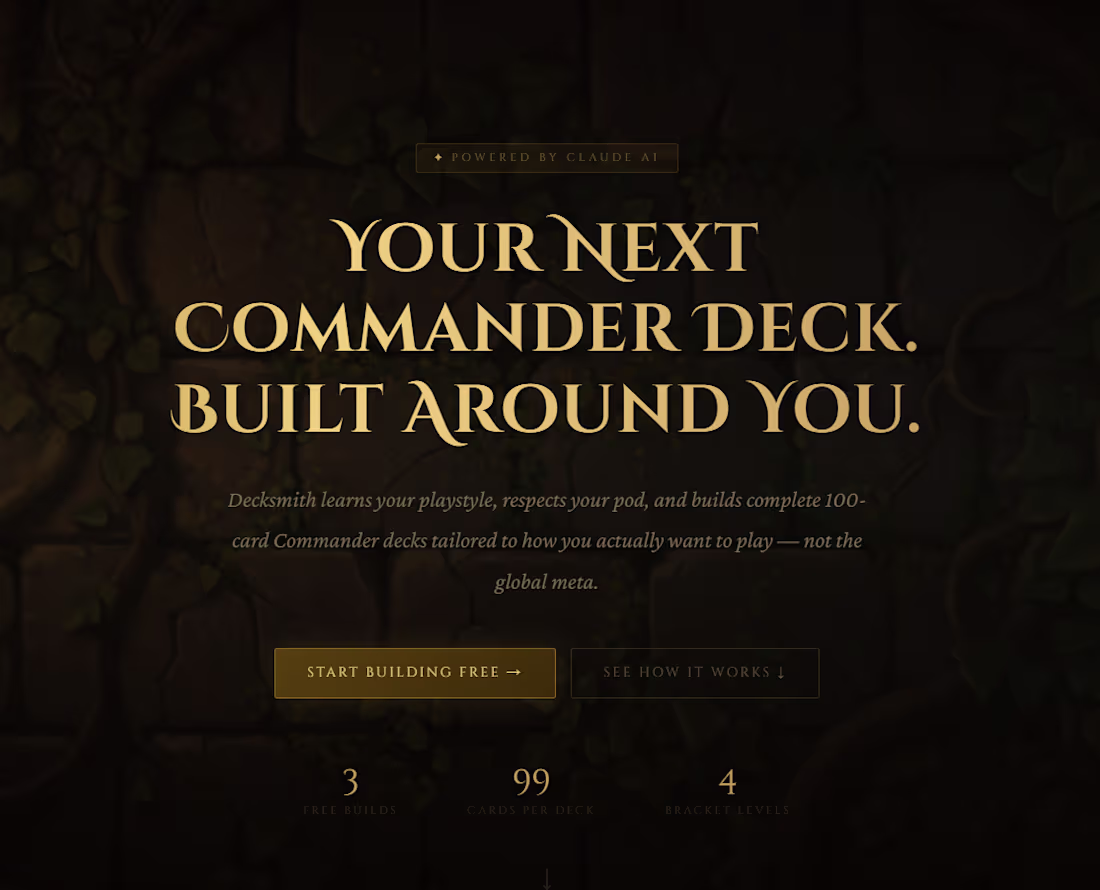Cover image for DeckSmith - AI-powered Commander deck