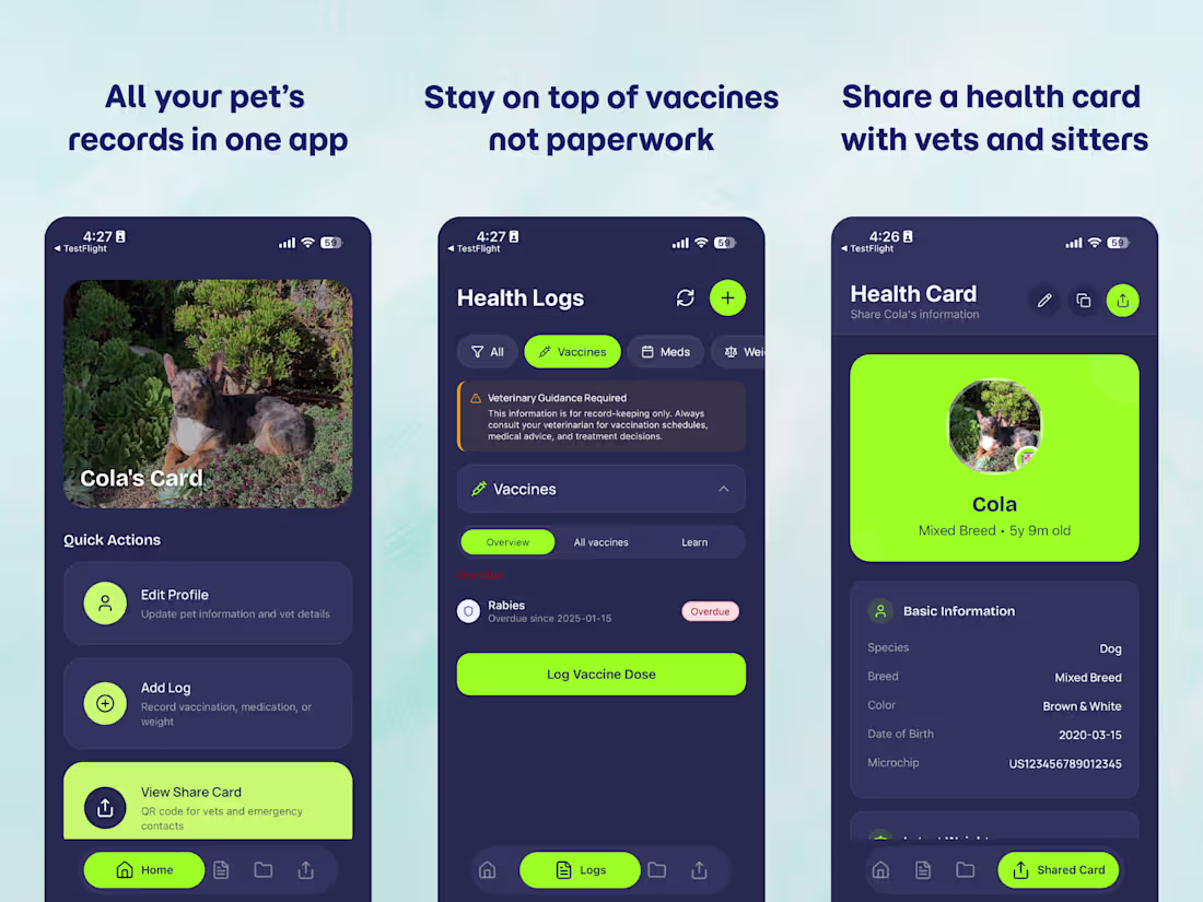 Cover image for PetCard v2 – All your pet’s records in one app PetCard keeps...