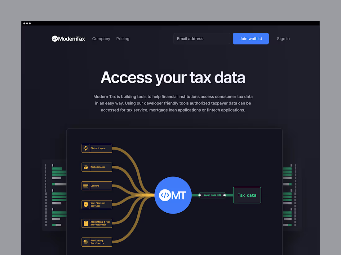 Cover image for ModernTax — Web Design for a Tax Record Verification Platform