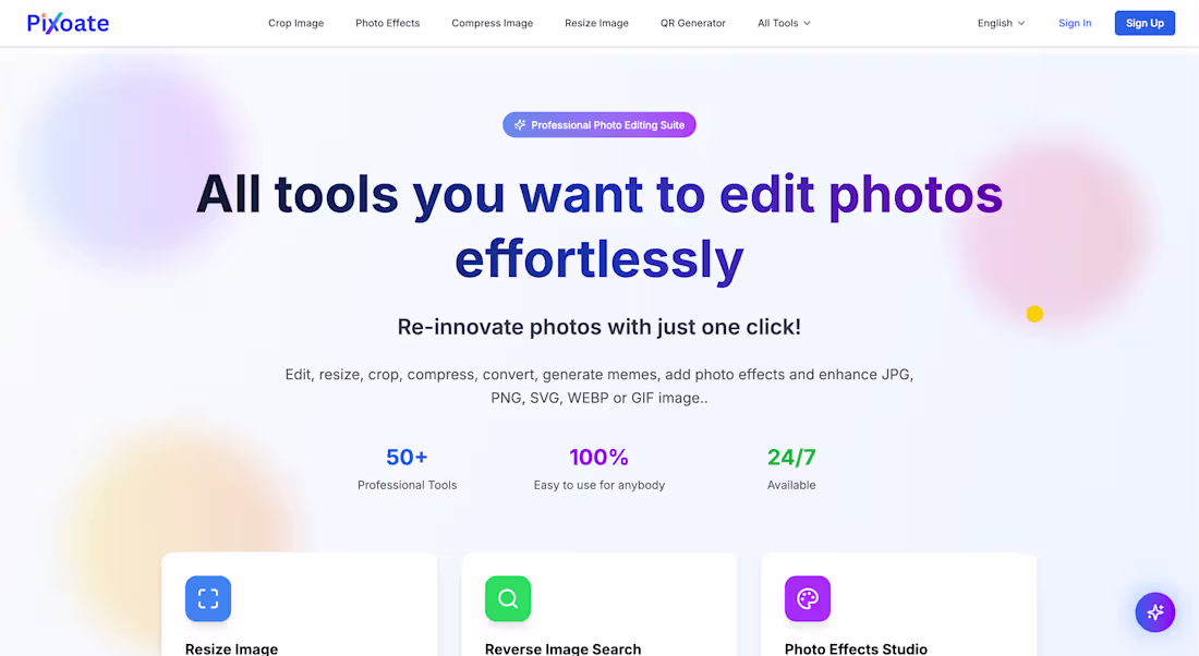 Cover image for Pixoate Online Photo Editor - SAAS