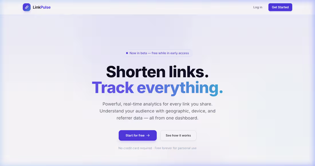 Cover image for LinkPulse (SaaS URL Shortener)