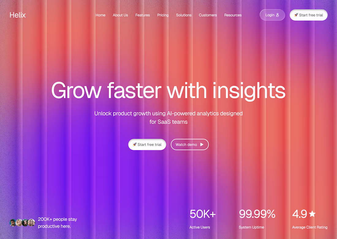 Cover image for Helix , SaaS Landing Page UI Designed a modern SaaS landing ...