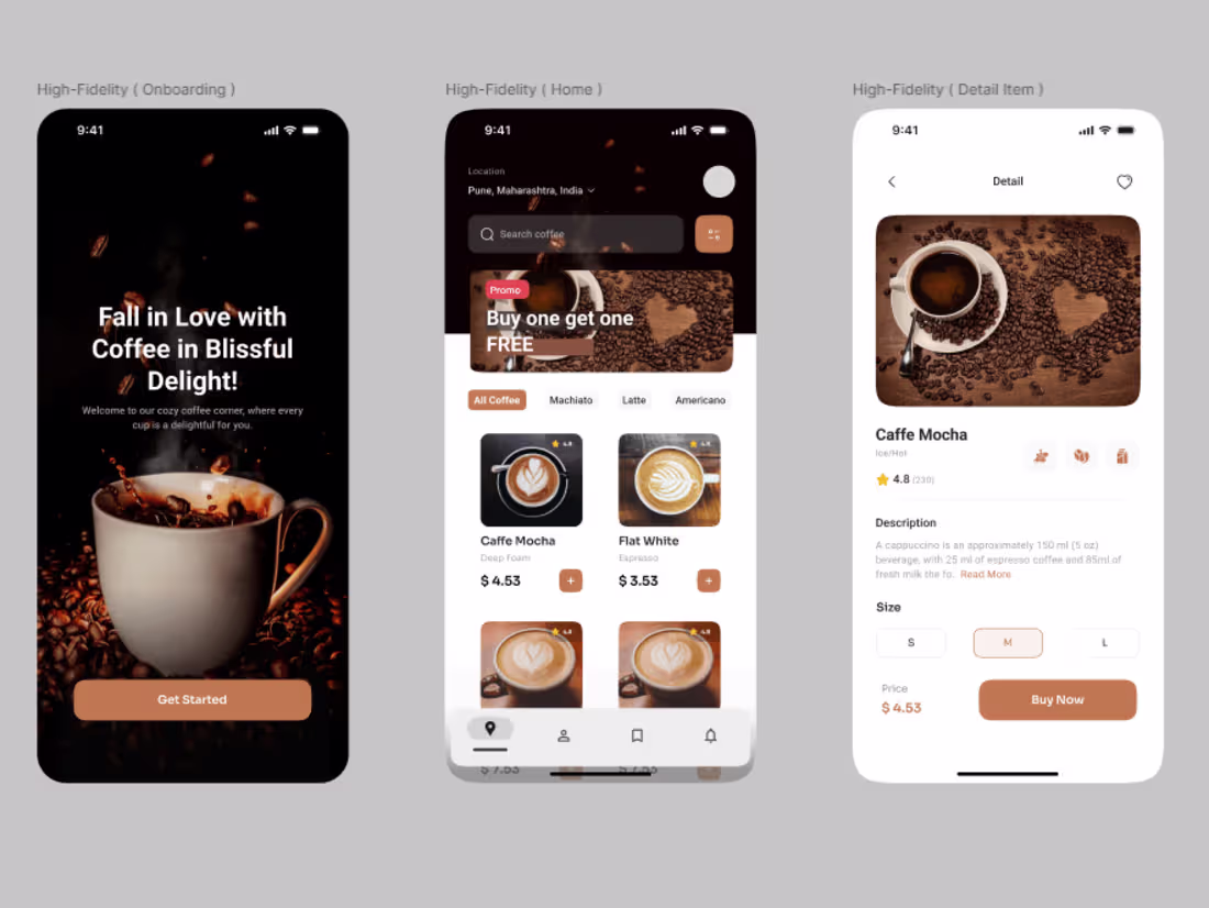 Cover image for Blissful Delight - Coffee Ordering App Design (High-Fidelity)