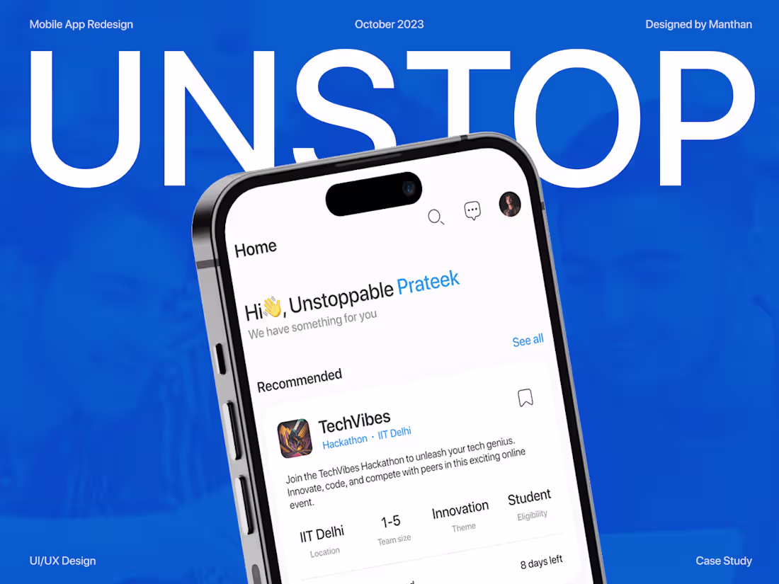 Cover image for Unstop Mobile App Redesign | Shark Tank India