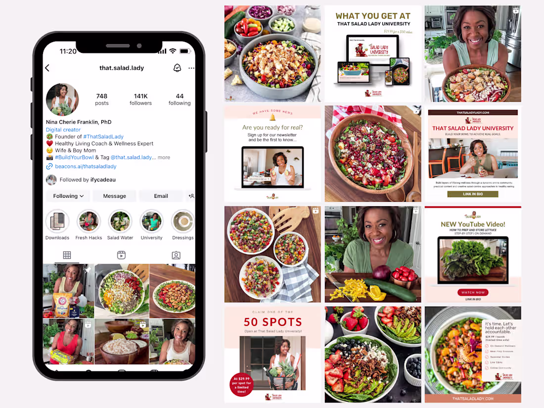 Cover image for 📱 Instagram & TikTok Management & Consulting | That Salad Lady 