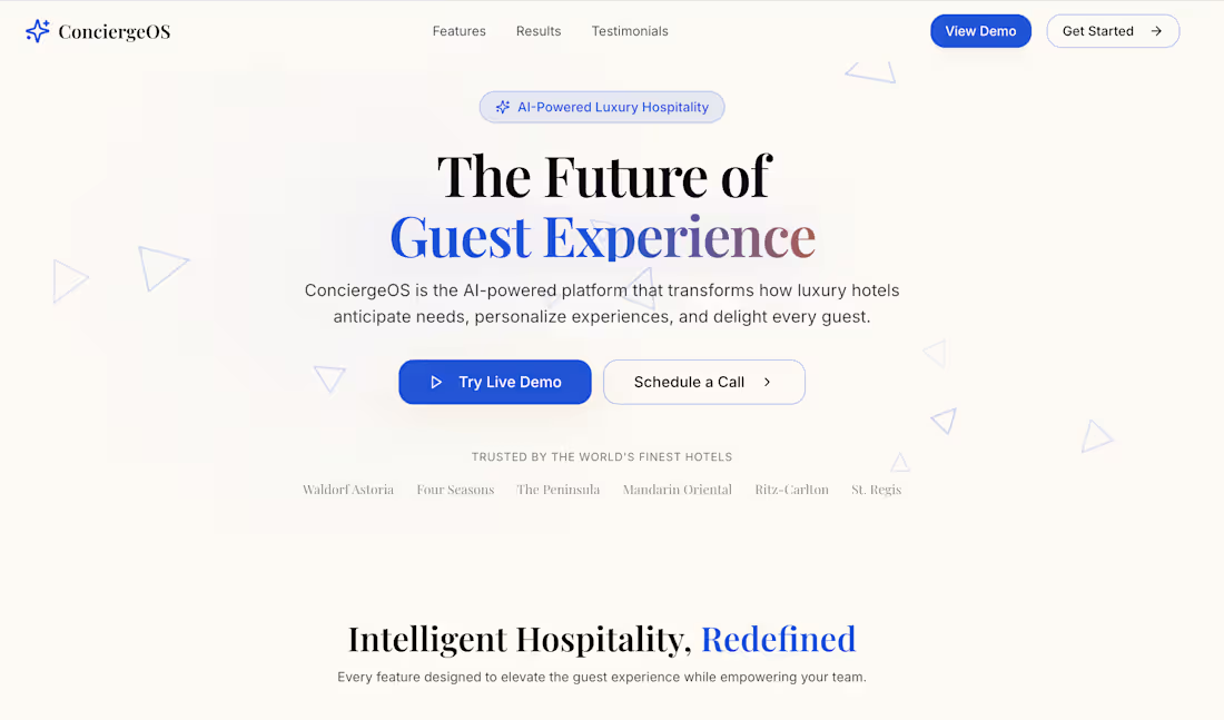 Cover image for ConciergeOS — AI-Powered Hotel Operations