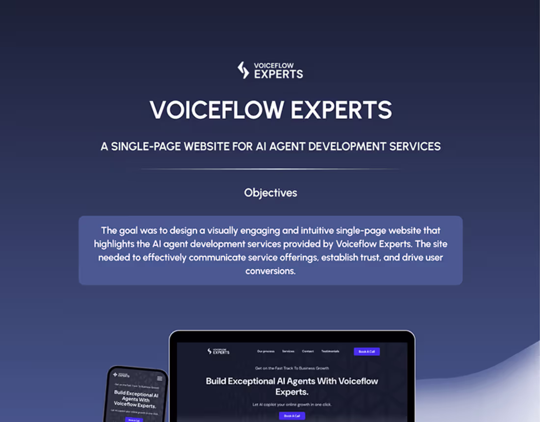 Cover image for Voiceflow Experts - SINGLE PAGE AI SERVICE DESIGN :: Behance