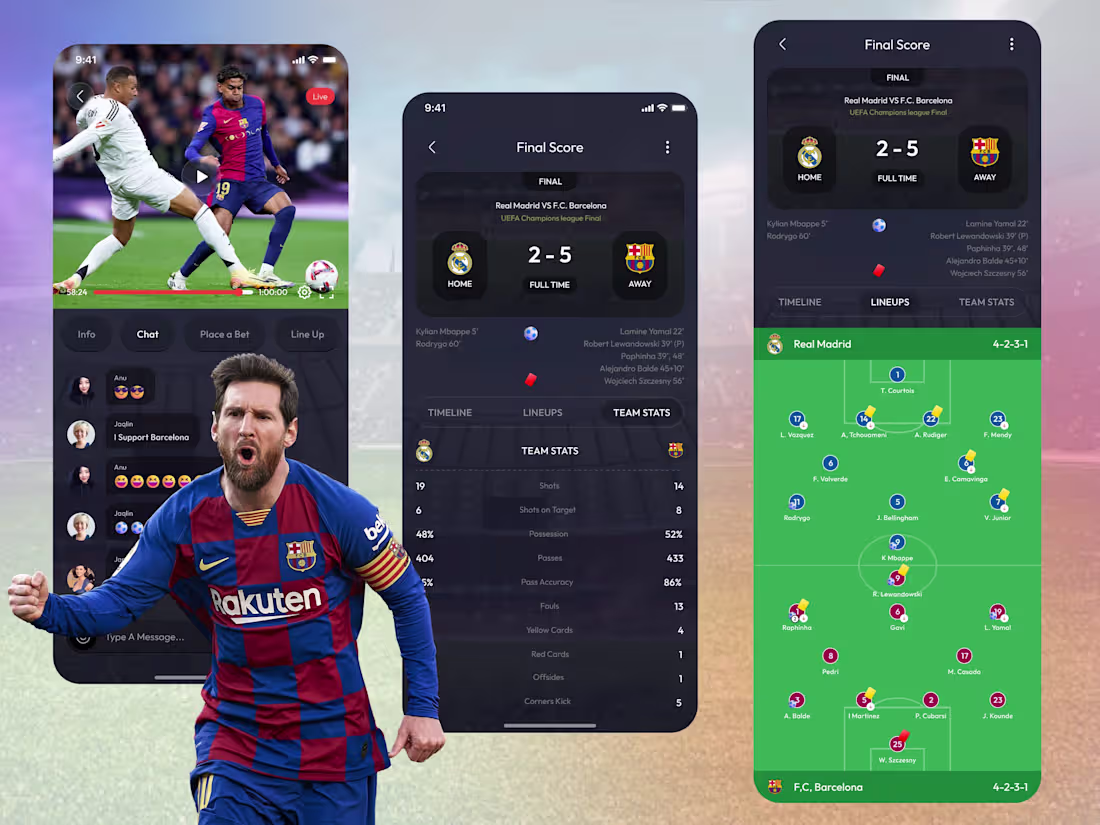 Cover image for Sports Mobile App & Live Score Streaming UI