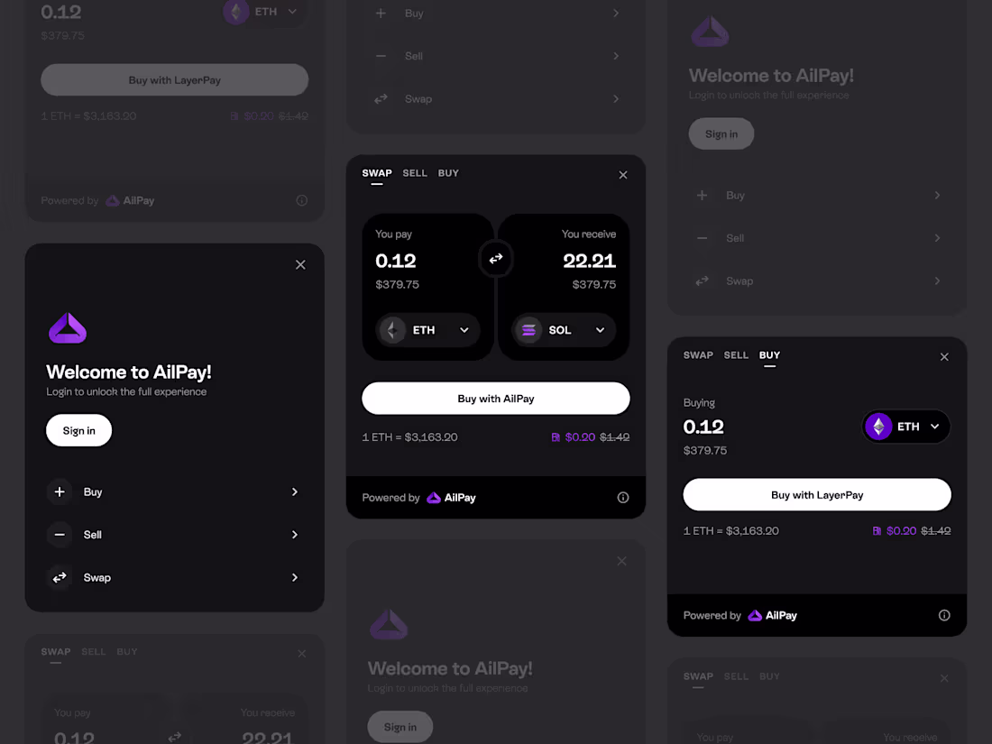Cover image for Crypto Swap/Buy/Sell Widget