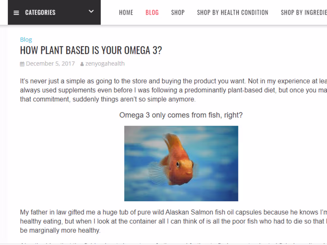 Cover image for How Plant Based Is Your Omega 3? – Zen Yoga Health