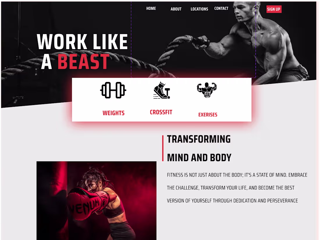 Cover image for Fitness Website Landing Page