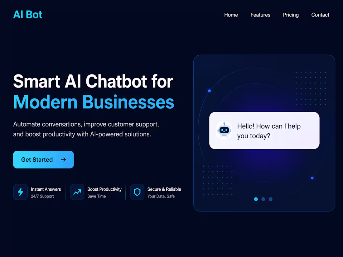 Cover image for AI Chatbot Landing Page
Description:
Designed and