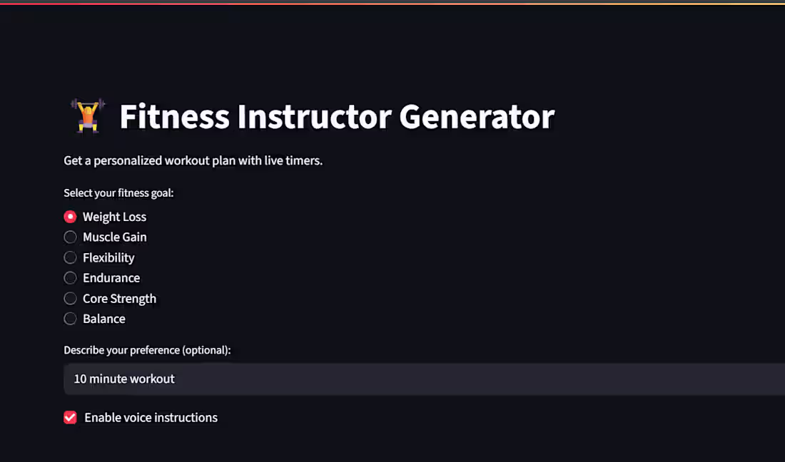 Cover image for AI-Powered Fitness Instructor Generator (ML