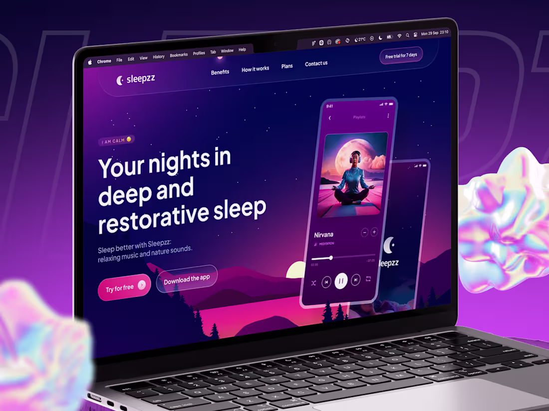 Cover image for Sleepzz App Landing Page 