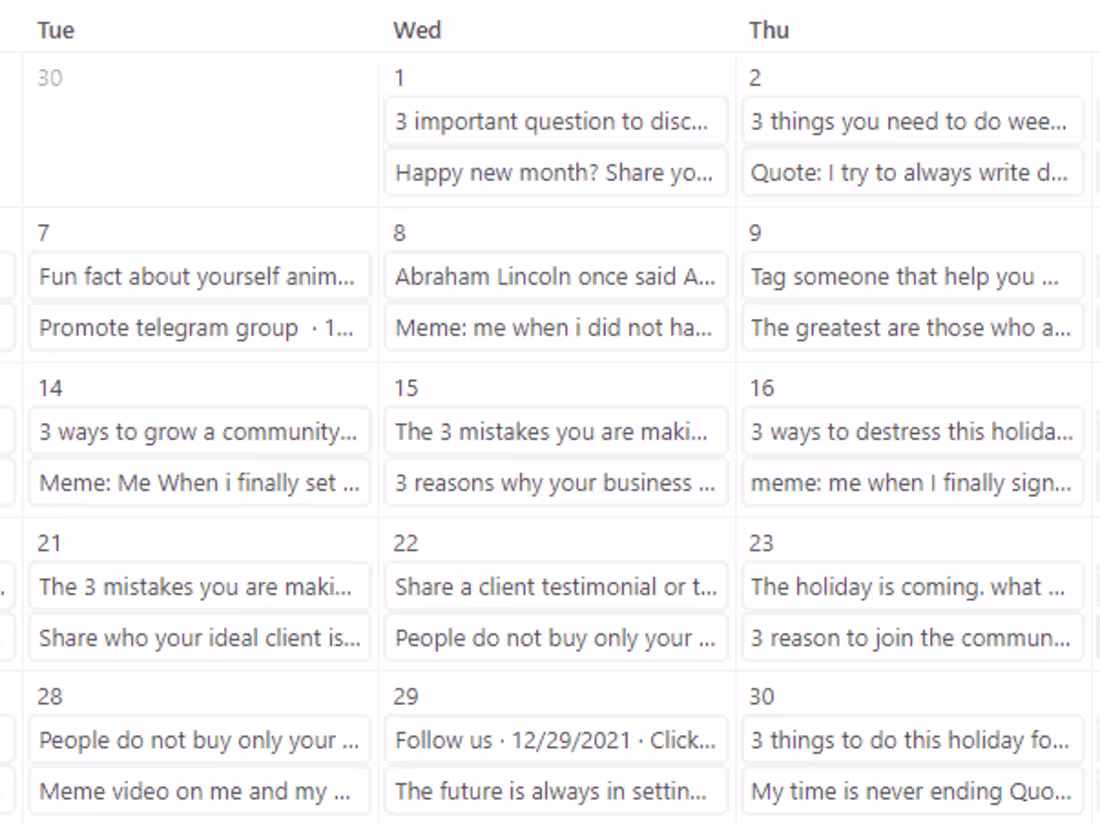 Cover image for 30 Days Instagram Content Calendar