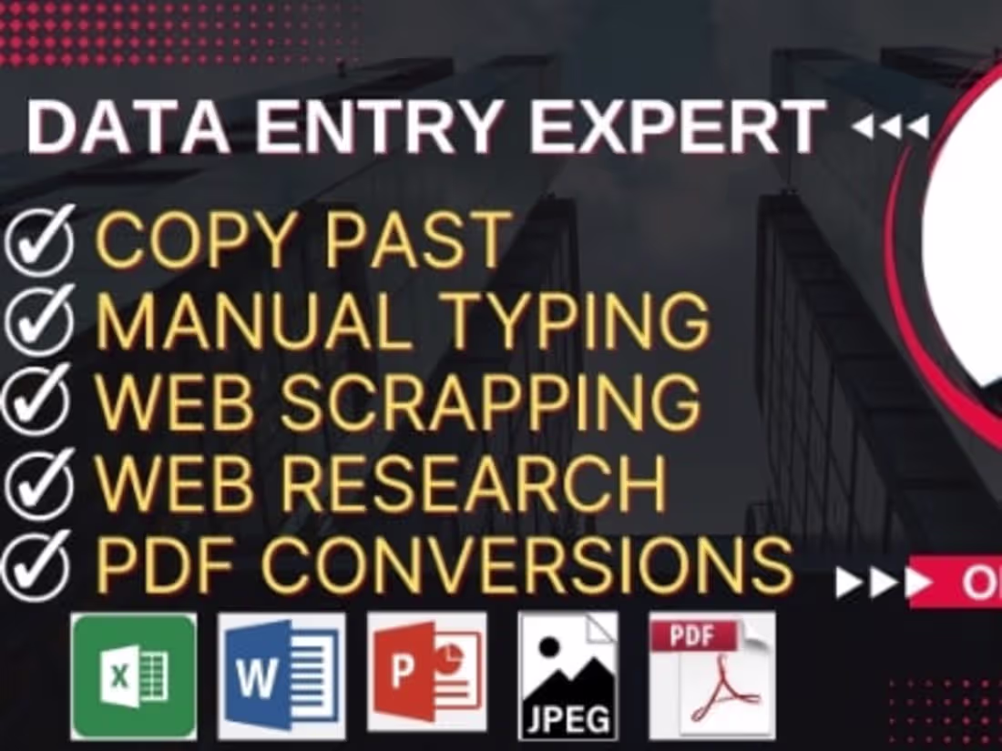 Cover image for  I will complete your data entry work
