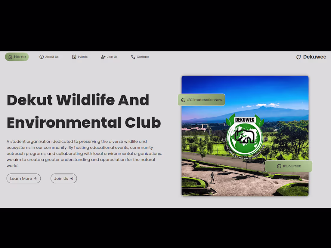 Cover image for Frontend Development for University Wildlife Club
