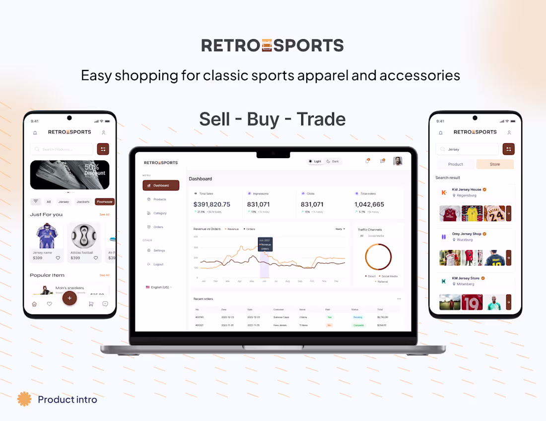 Cover image for Retro Sports App Design- Sports E-commerce 