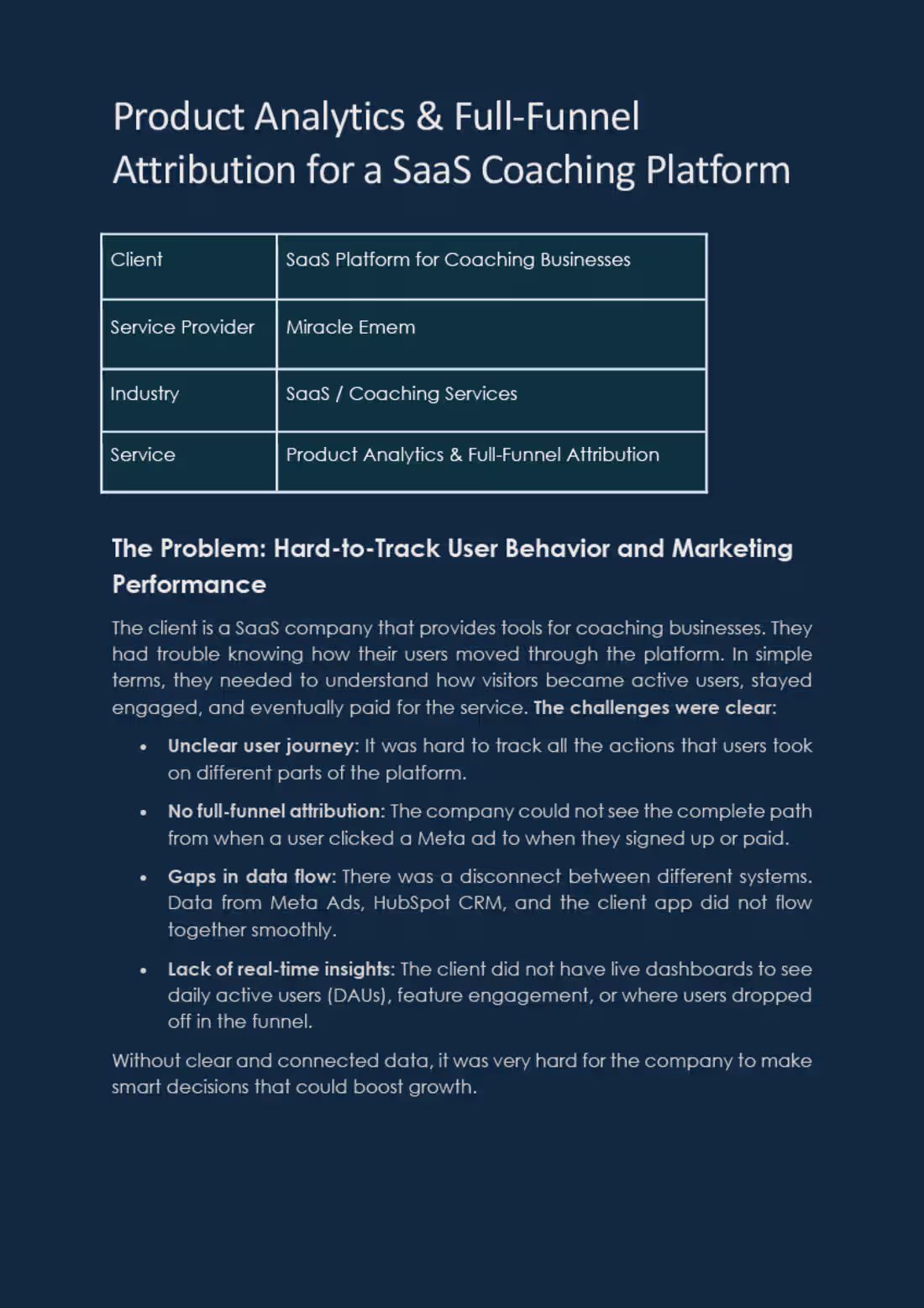 Cover image for Product Analytics for SaaS Coaching Platform