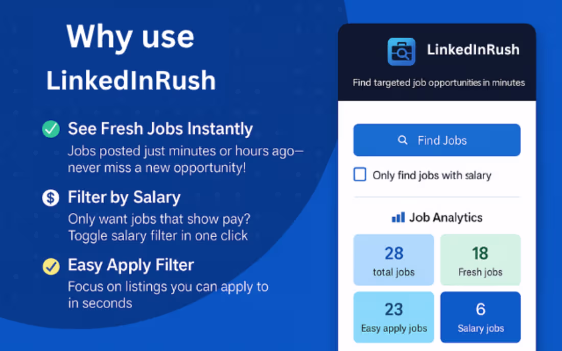 Cover image for LinkedinRush:- Because Minutes Matter. Apply Fast. Get Hired.
