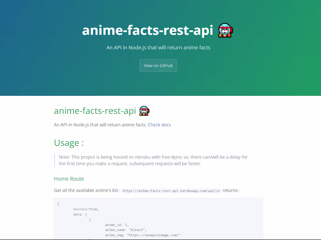 Cover image for Anime Facts Node API