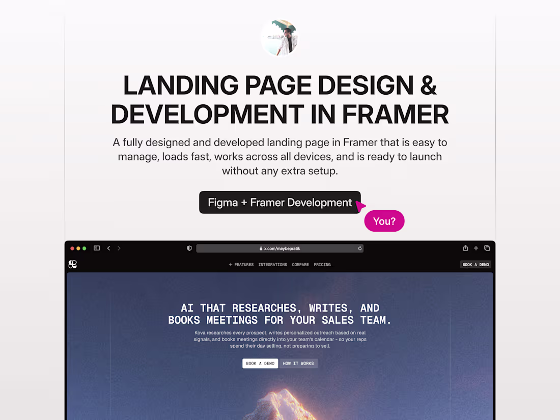Cover image for Landing Page Design + Development in Framer
