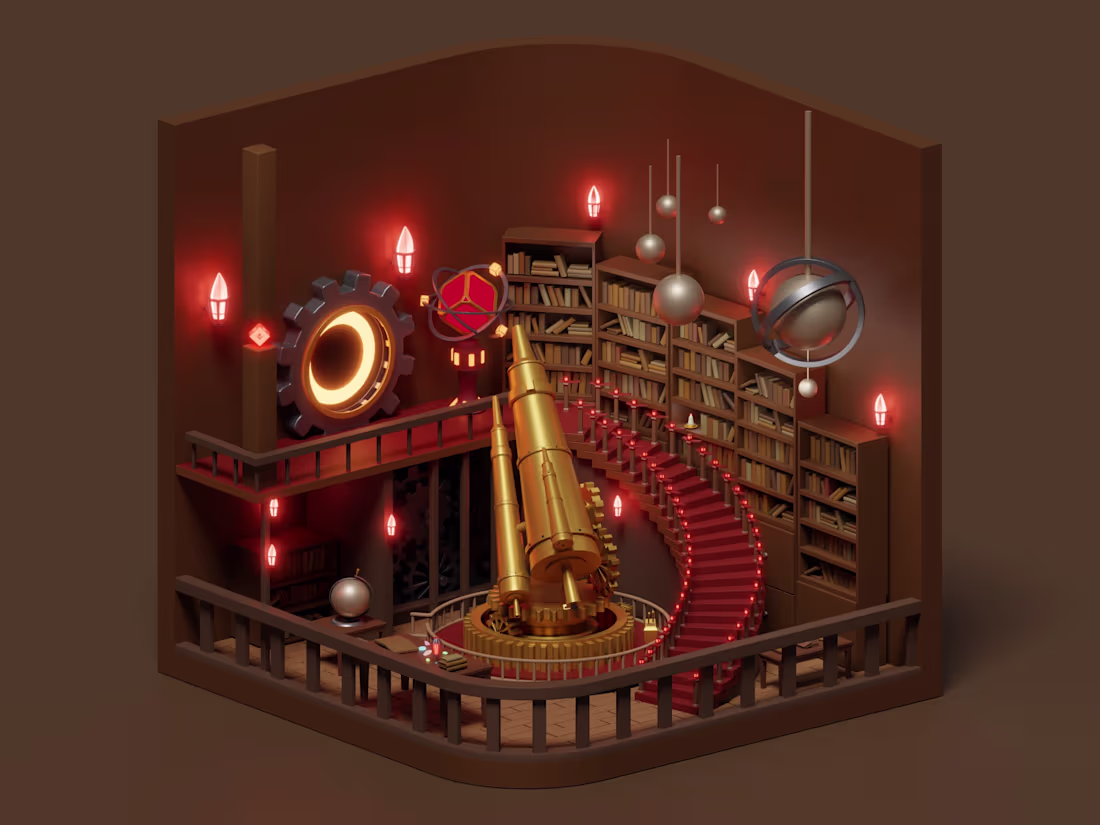 Cover image for Mystical 3D Library Scene