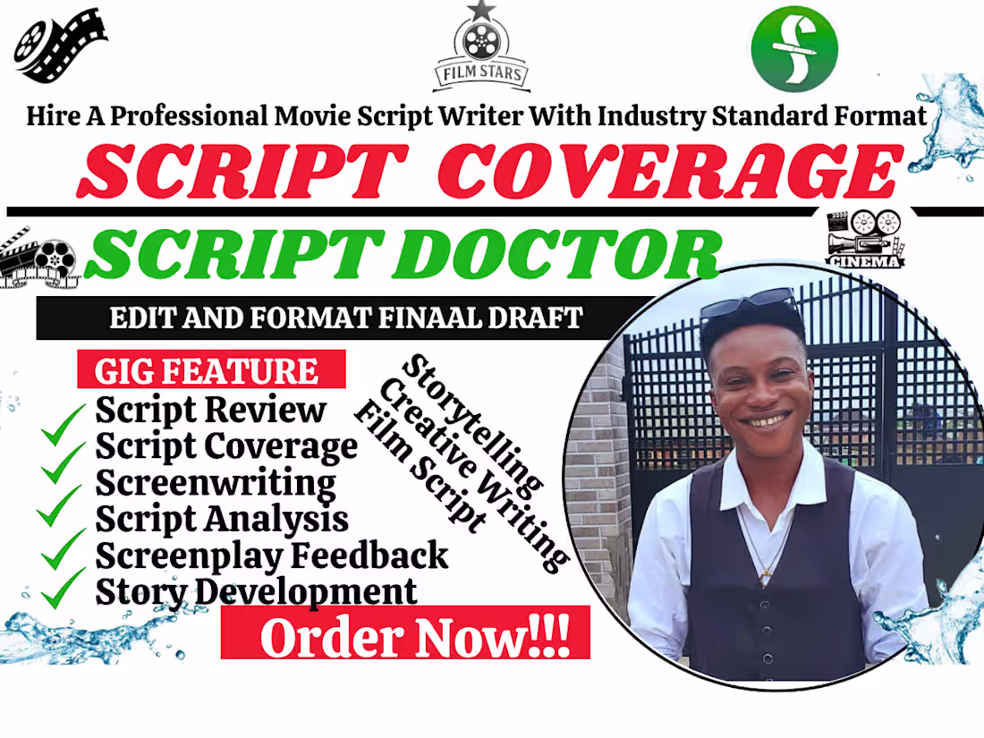 Cover image for I will review your movie script & give true screenplay feedback
