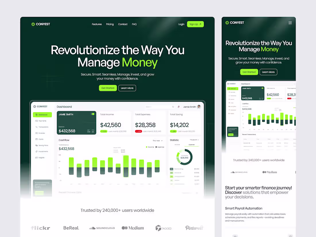 Cover image for Modern finance SaaS landing page