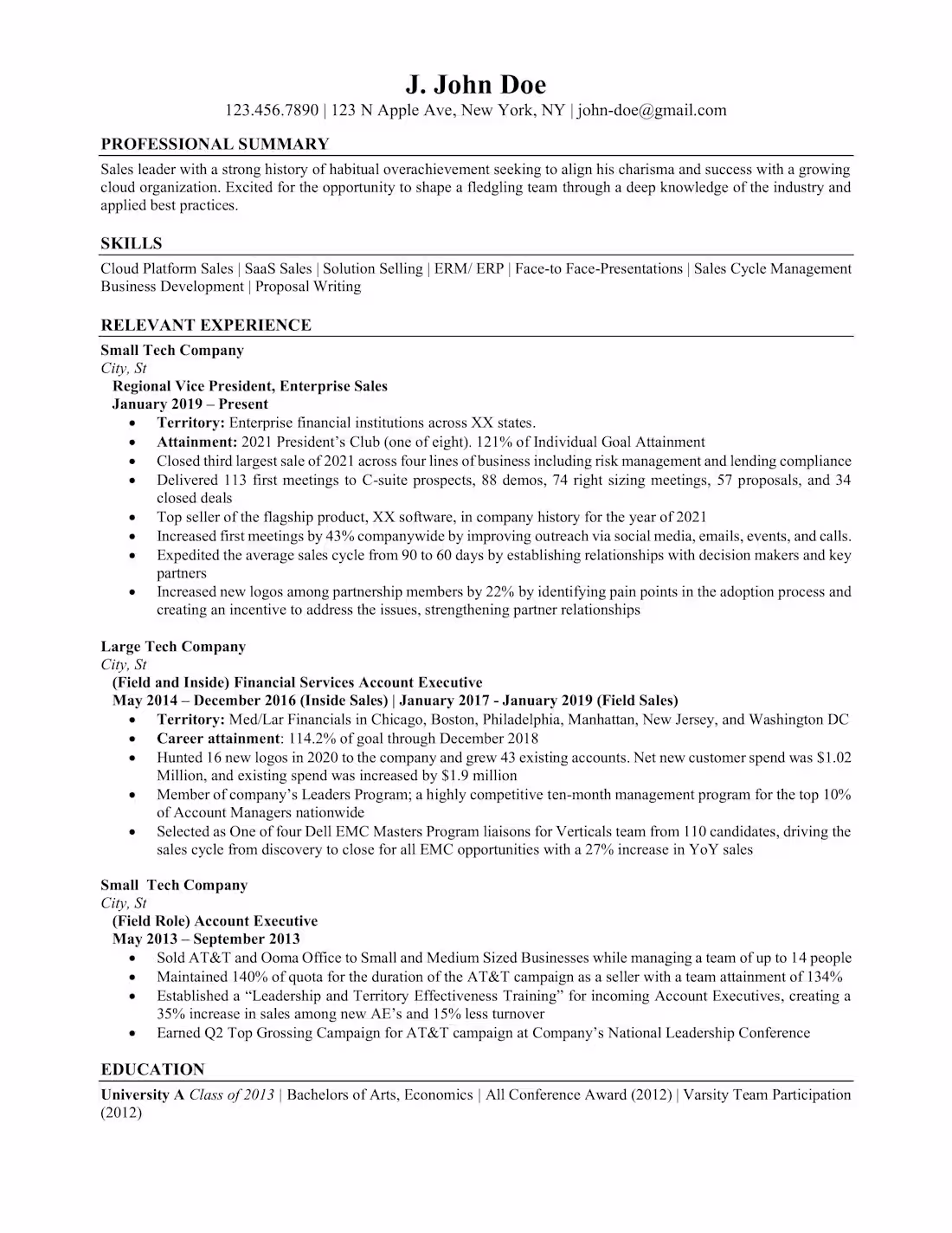 Cover image for SaaS Sales Resume