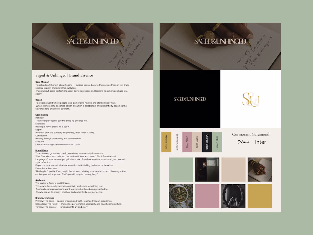 Cover image for Saged & Unhinged | Brand Board Concept This board embodies t...