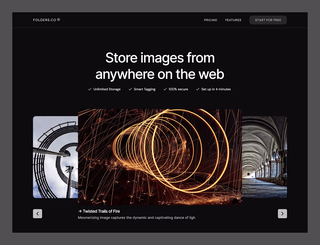 Cover image for Folders - Cloud based image storage landing page design