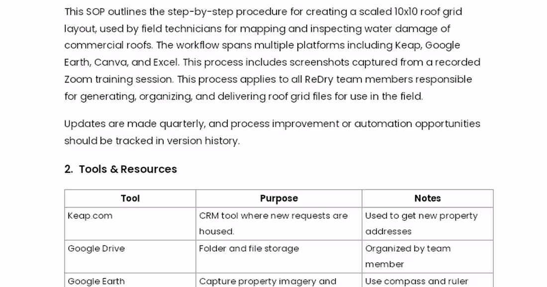 Cover image for 10x10 Roof Grid Layout SOP Creation