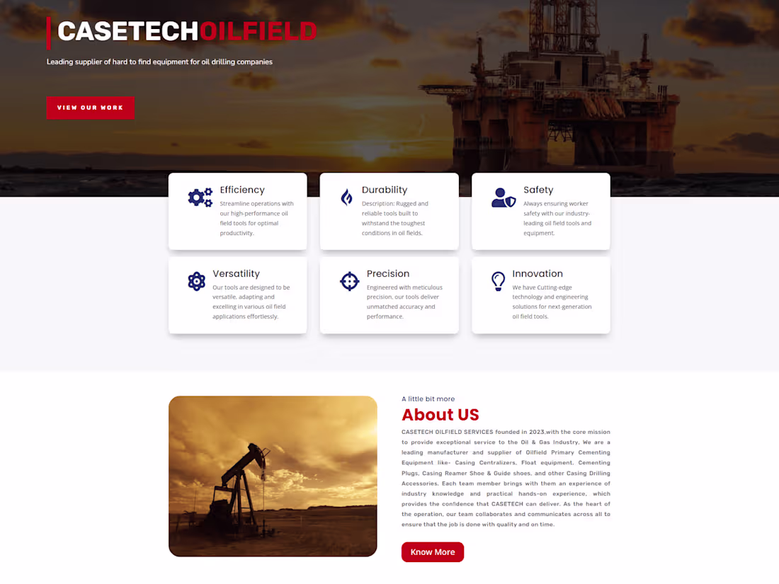 Cover image for Oilfield Tools Manufacturer Website