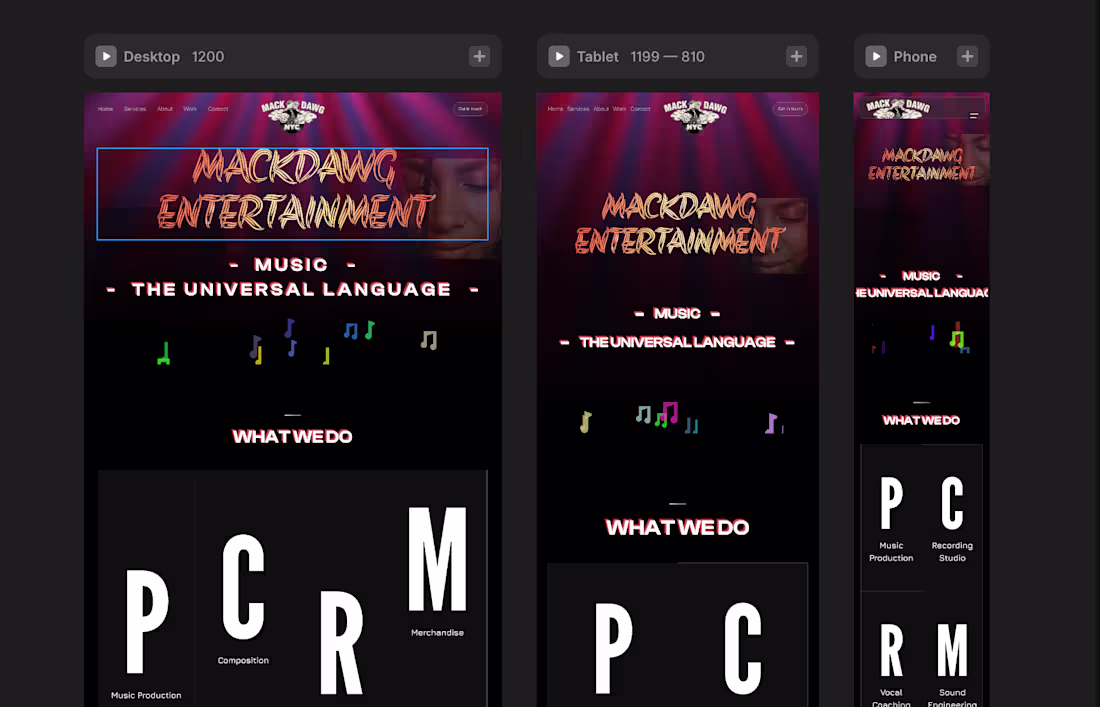 Cover image for Designed a modern, high-impact landing page for a music studio.