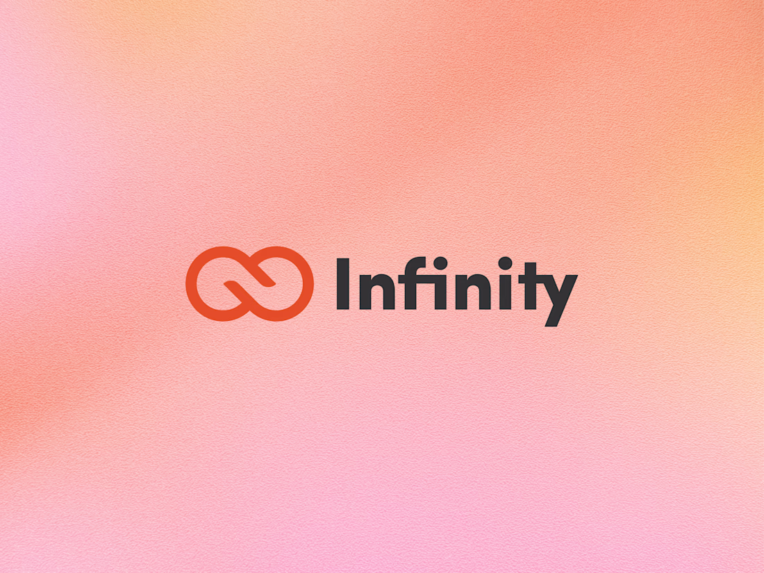 Cover image for Bold Infinity logo: orange infinity symbol paired with moder...