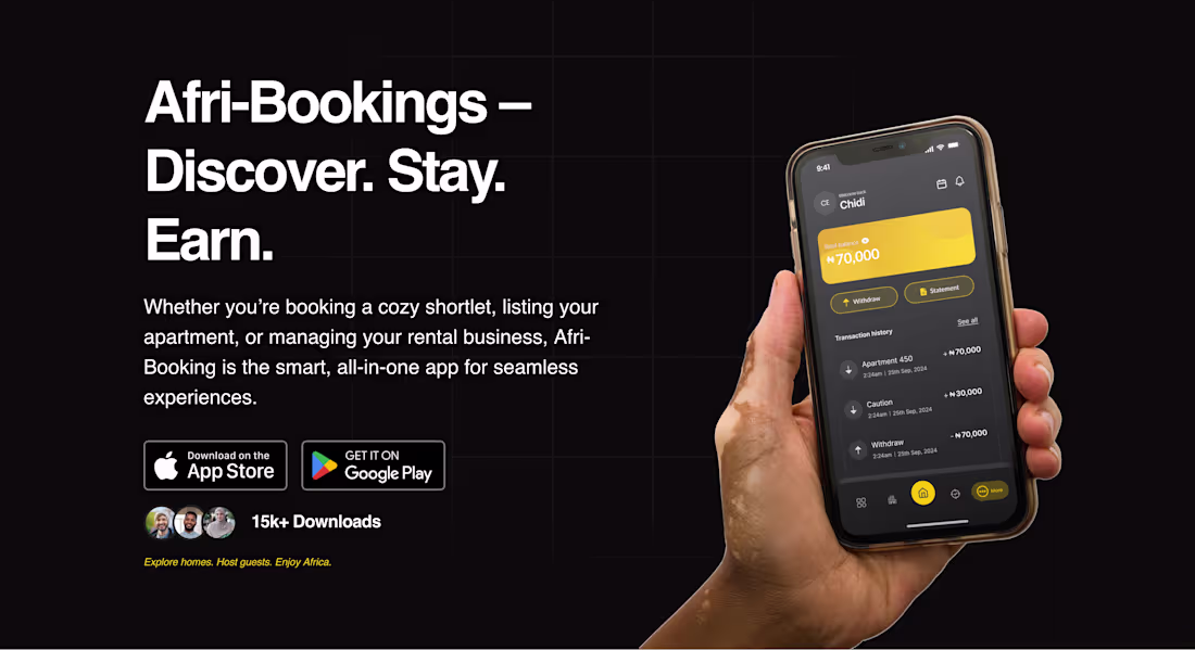 Cover image for AfriBookings App | Discover. Stay. Earn