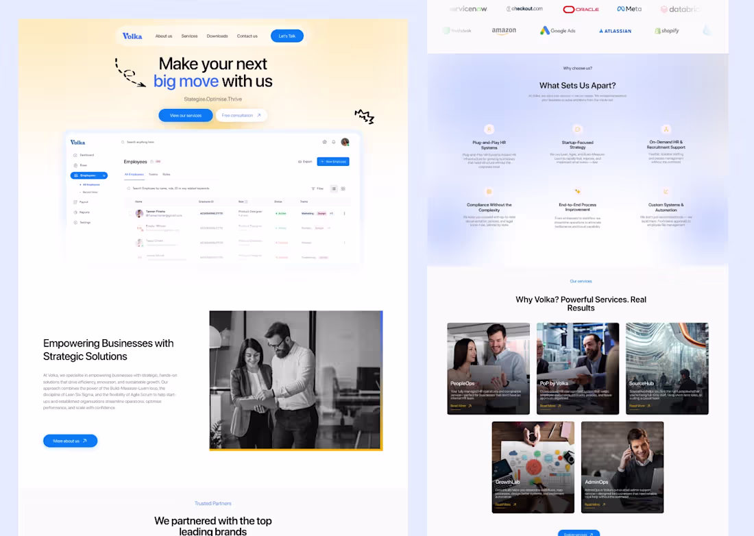 Cover image for Volka – Modern B2B HR & Operations Landing Page Design